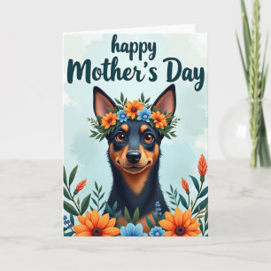 Floral Dog Sky Blue Pattern Card