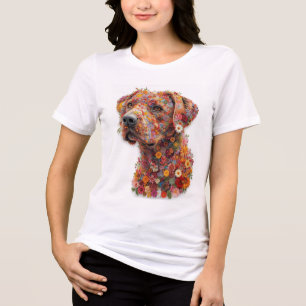 Floral Dog T-Shirt Elegant Flower Puppy Design Tri-Blend Shirt
