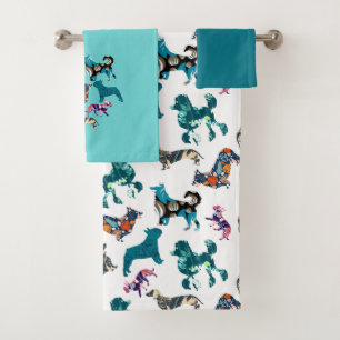 Floral Dogs Bath Towel Set