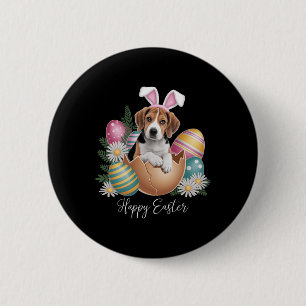 Floral Dogs Easter Day Cute Beagle Dog Puppy Happy 6 Cm Round Badge