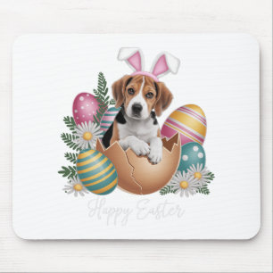 Floral Dogs Easter Day Cute Beagle Dog Puppy Happy Mouse Pad