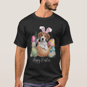 Floral Dogs Easter Day Cute Beagle Dog Puppy Happy T-Shirt