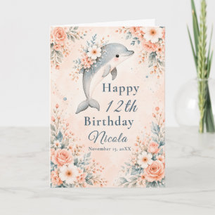 Floral Dolphin Birthday Card