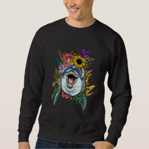 Floral Dolphin Gardening Botanical Plant  Dolphin Sweatshirt