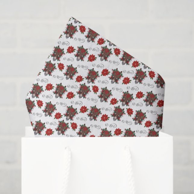 Floral Donkey Christmas Tissue Paper (Gift Bag)