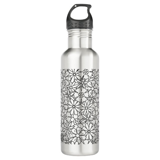 Floral Doodle 710 Ml Water Bottle (Front)