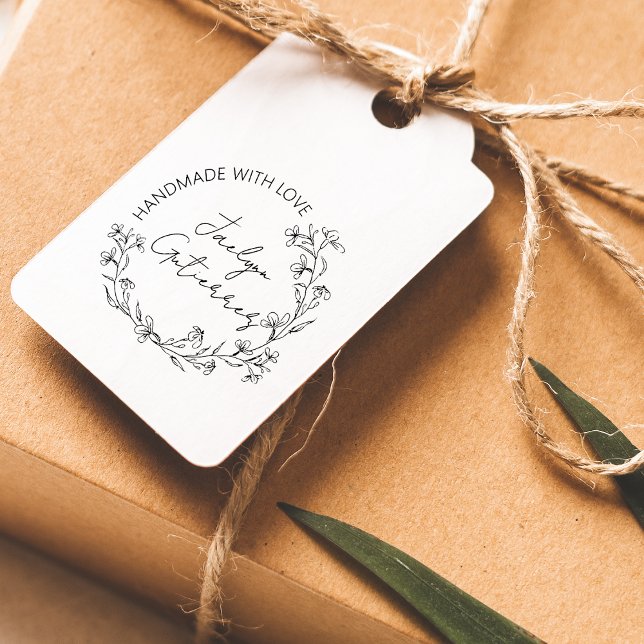 Floral Doodle Handmade With Love Rubber Stamp (Floral Doodle Handmade With Love Rubber Stamp)