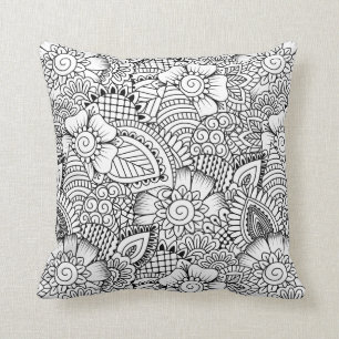 Floral Doodle Pattern Cushion