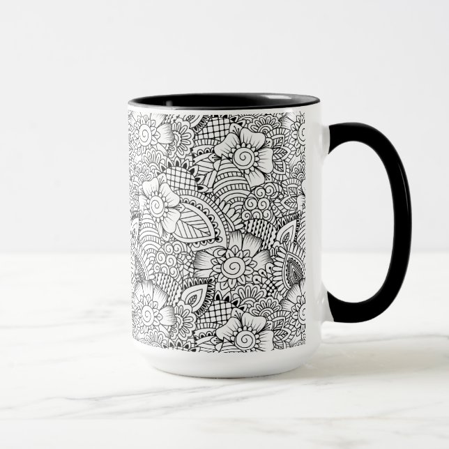 Floral Doodle Pattern Mug (Right)