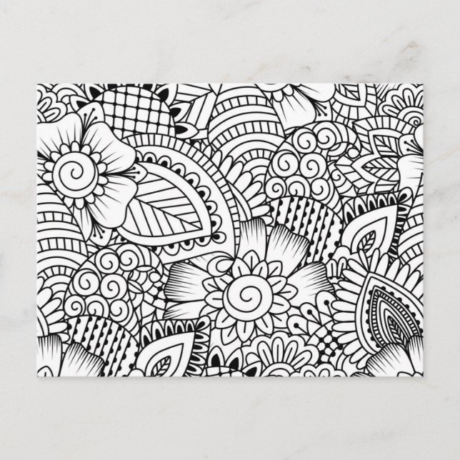 Floral Doodle Pattern Postcard (Front)