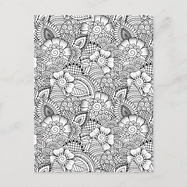 Floral Doodle Pattern Postcard (Front)