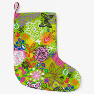 Floral Doodle Pattern Small Christmas Stocking