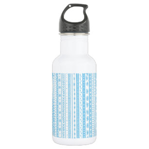 Floral doodle stripes in baby blue and white 532 ml water bottle