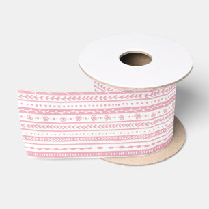 Floral doodle stripes satin ribbon