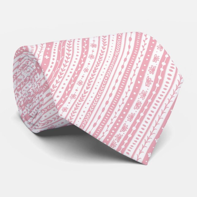 Floral doodle stripes tie (Rolled)