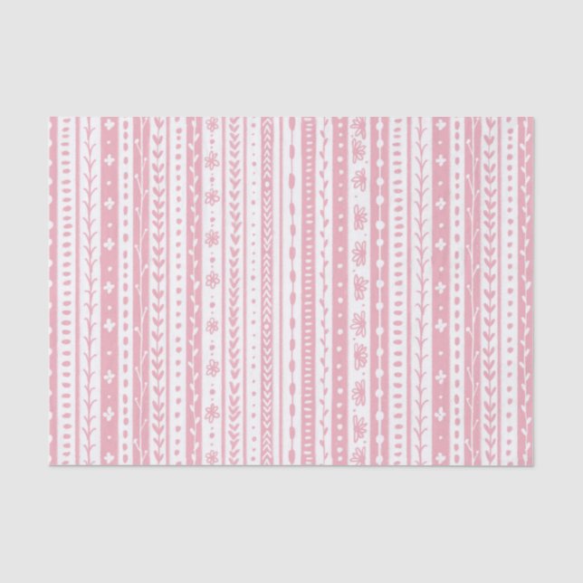 Floral doodle stripes tissue paper (Front)