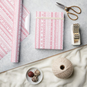 Floral doodle stripes wrapping paper