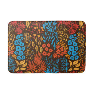 Floral doodles dark bath mat