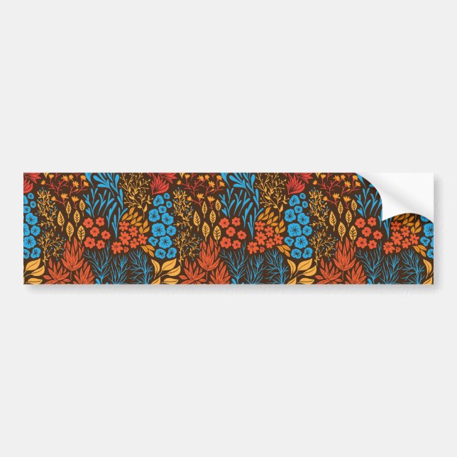 Floral doodles dark bumper sticker (Front)