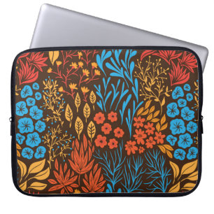 Floral doodles dark laptop sleeve