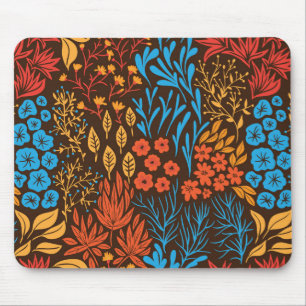 Floral doodles dark mouse pad