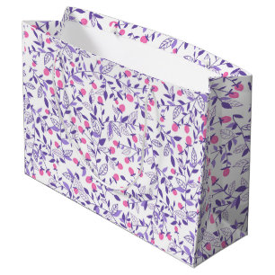 Floral doodles pink and violet large gift bag
