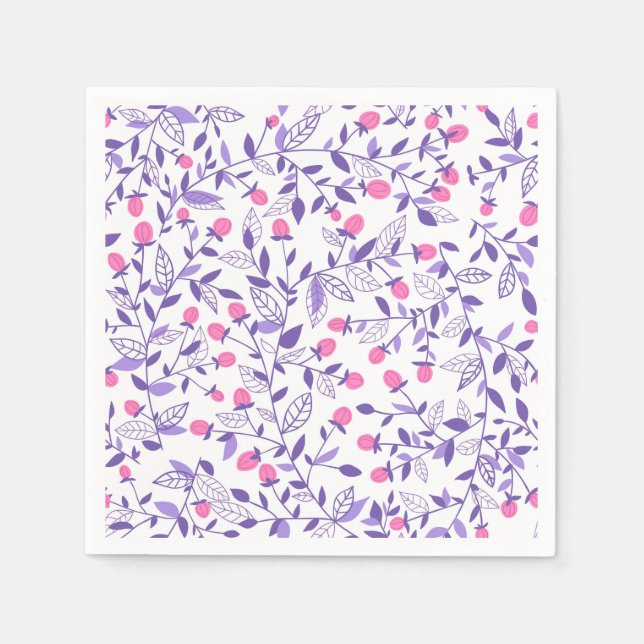 Floral doodles pink and violet napkin (Front)