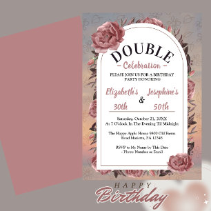 Floral Double Birthday Celebration Invitation