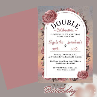 Floral Double Birthday Celebration Invitation