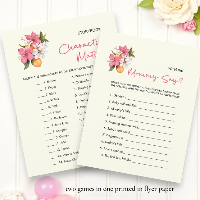 Floral double sided Baby Shower Games Flyer (Creator Uploaded)