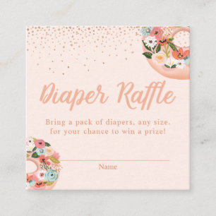 Floral Doughnuts Baby Shower Diapers Raffle Enclos Enclosure Card