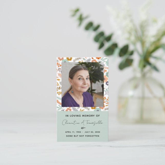 Floral Dove Funeral Memorial Prayer Photo Card (Standing Front)