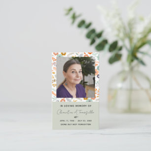 Floral Dove Funeral Memorial Prayer Photo Card