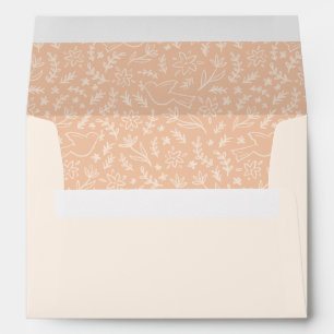 Floral Dove Pattern Blush Hand-drawn Whimsical Envelope