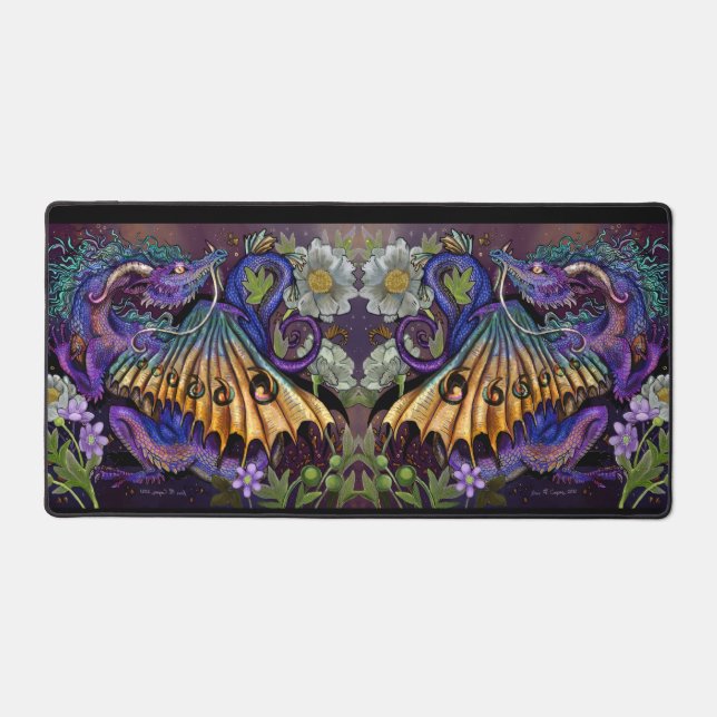 Floral Dragon  Desk Mat (Front)