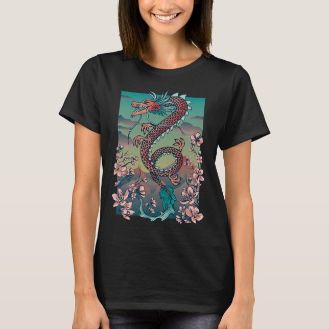 Floral Dragon Graphic T-Shirt (Front)