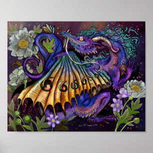 Floral Dragon  Poster