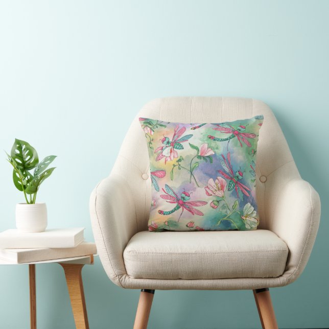 Floral Dragonfly Cushion (Chair)