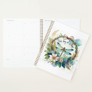 Floral dragonfly One day at a time  Planner