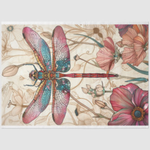 Floral Dragonfly Stained Glass Warm Whimsy Colours Tissue Paper