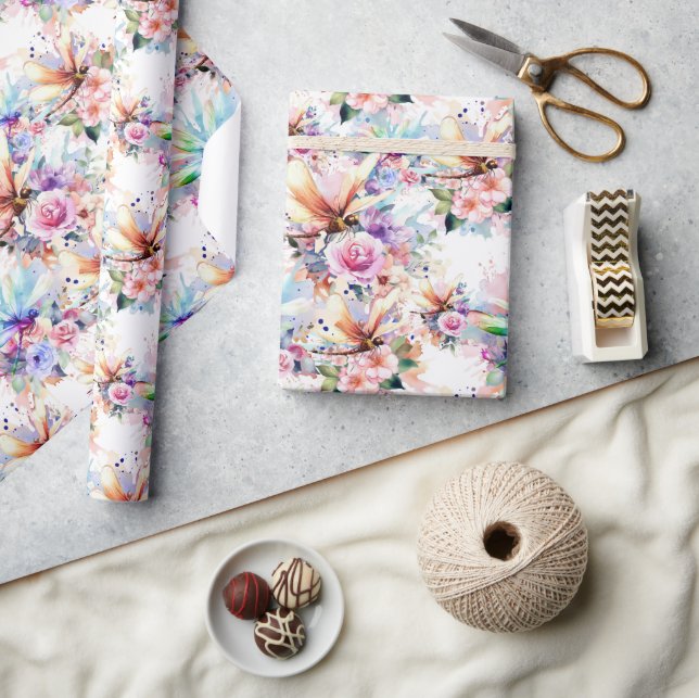 Floral Dragonfly Wrapping Paper (Crafts)
