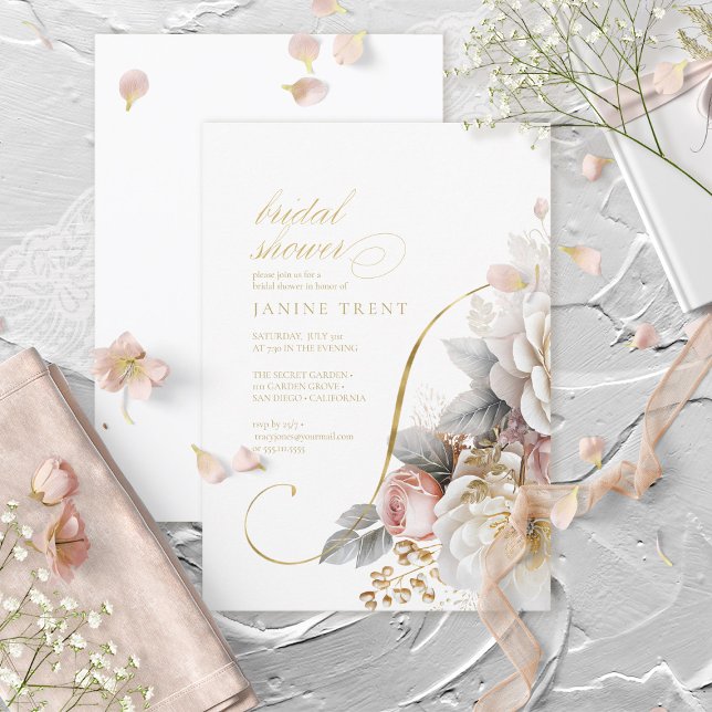 Floral Drama Wedding Bridal Shower ID1022 Invitation (Creator Uploaded)