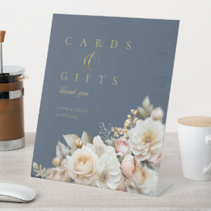 Floral Drama Wedding Cards Gifts Blue ID1022 Pedestal Sign