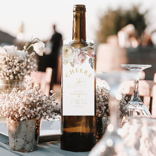 Floral Drama Wedding Cheers White ID1022 Bottle Tag