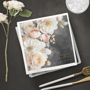 Floral Drama Wedding Table Number Charcoal ID1022 Napkin