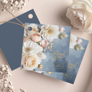 Floral Drama Wedding Thank You Blue ID1022 Favour Tags