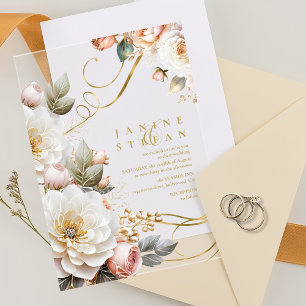 Floral Drama Wedding Transparent ID1022 Acrylic Invitations