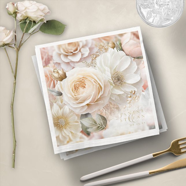 Floral Drama Wedding White ID1022 Napkin (Creator Uploaded)