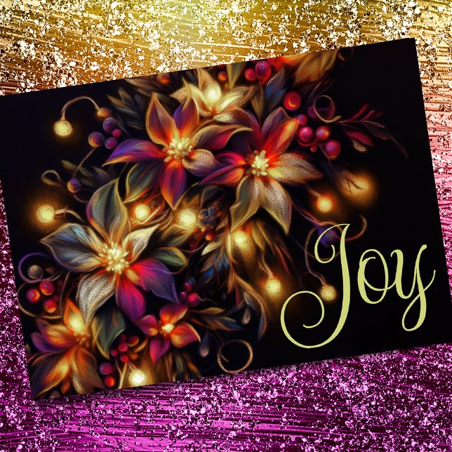 Floral Drawing Christmas Holiday Floral Joy Card (Creator Uploaded)