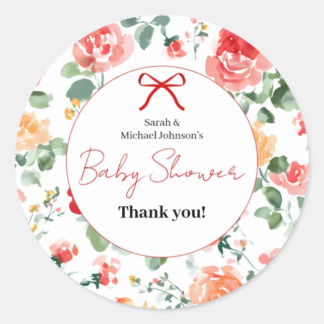 Floral Dream Baby Shower  Classic Round Sticker (Front)